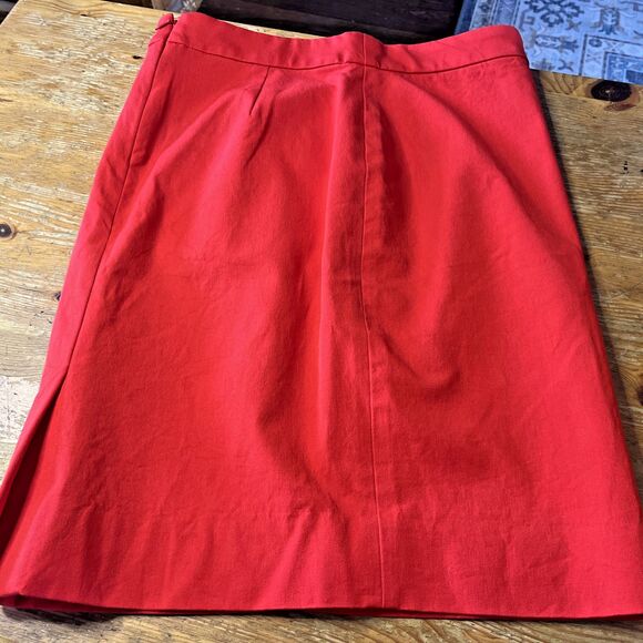 J Crew Red Pencil Skirt Size 2P Cotton Blend Lined Career Workwear Office No. 2 - Picture 4 of 10